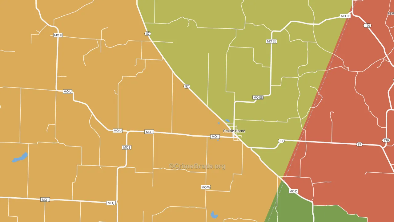 Prairie Home, MO Map of Arson Rates