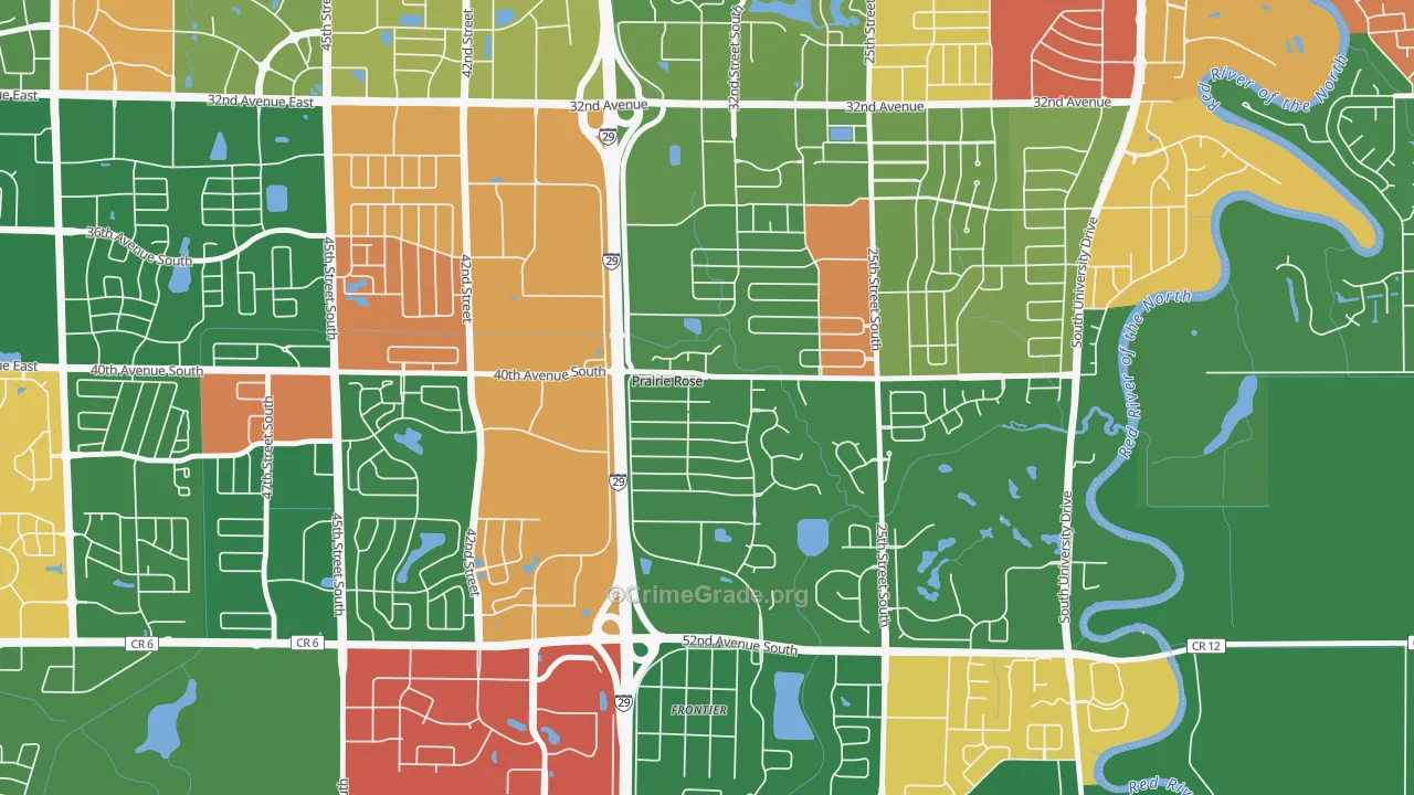 Prairie Rose, ND Map of Arson Rates