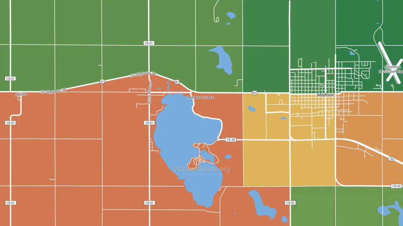 Prairie Village, SD Map of Arson Rates