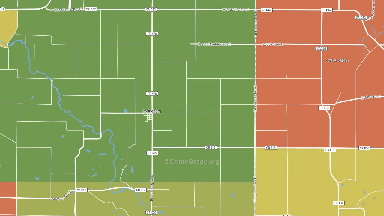 Prairieburg, IA Map of Arson Rates