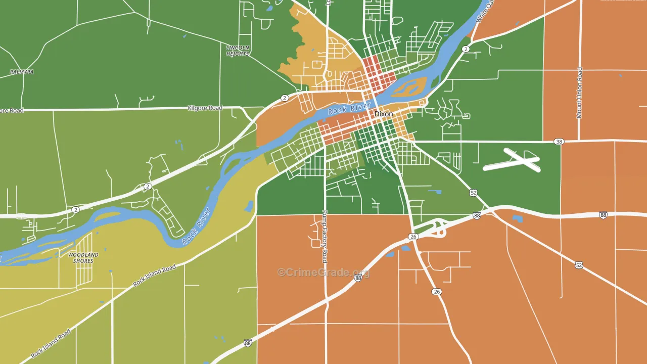 Prairieville, IL Map of Arson Rates
