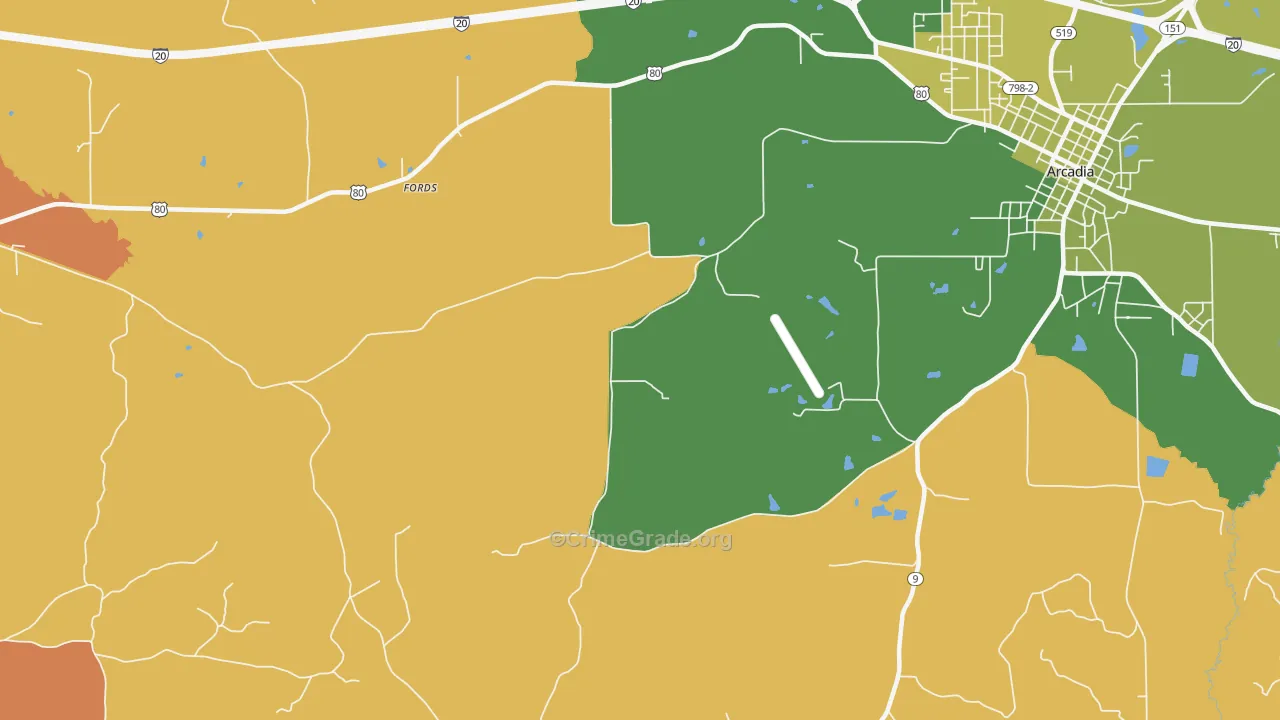 Pratt, LA Map of Arson Rates