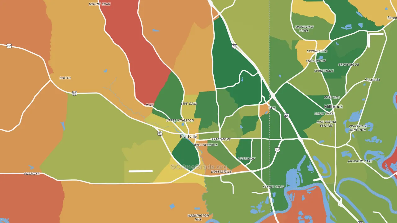 Prattville, AL Map of Arson Rates