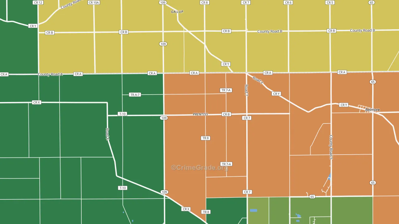 Prentiss, OH Map of Arson Rates