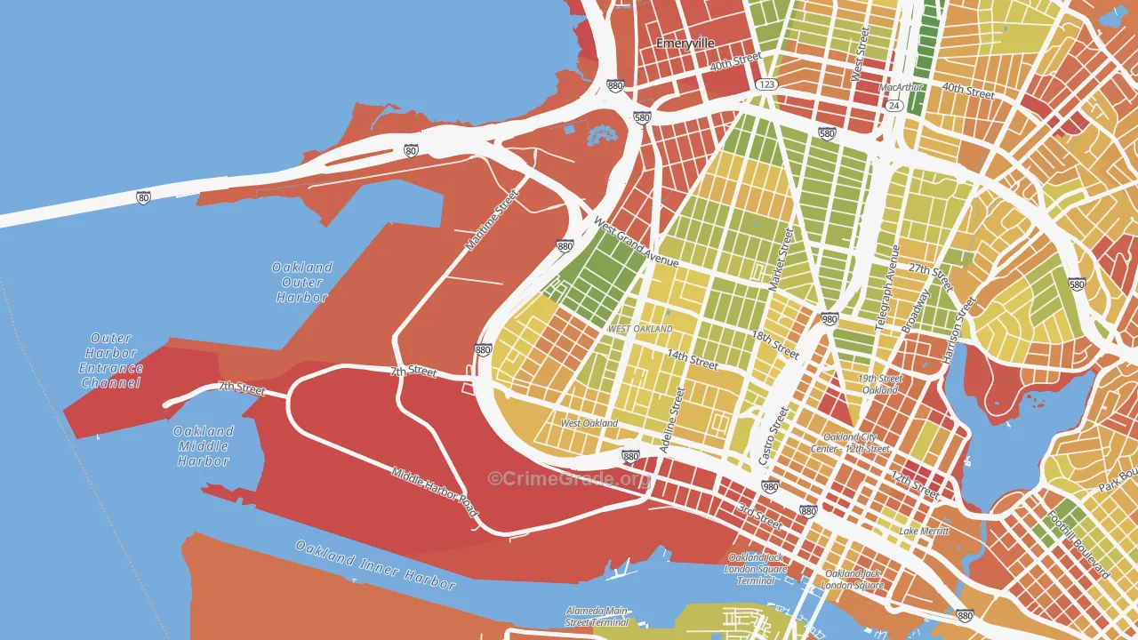 Prescott, Oakland, CA Map of Arson Rates