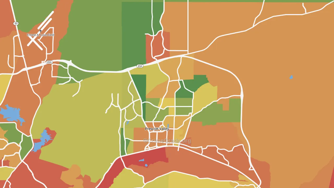 Prescott Valley, AZ Map of Arson Rates