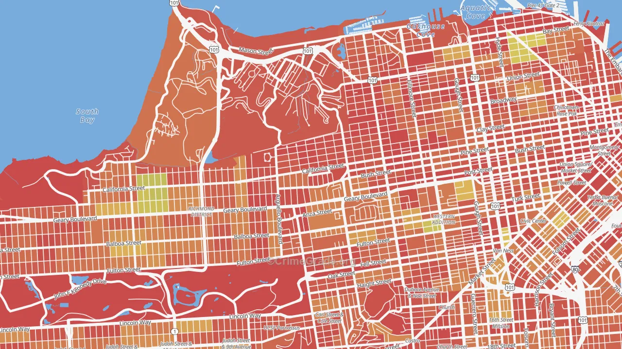 Presidio Heights, San Francisco, CA Map of Arson Rates