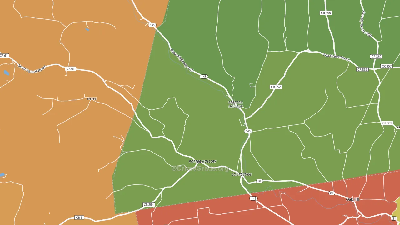 Preston Hollow, NY Map of Arson Rates