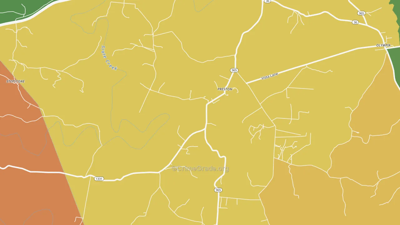 Preston, KY Map of Arson Rates