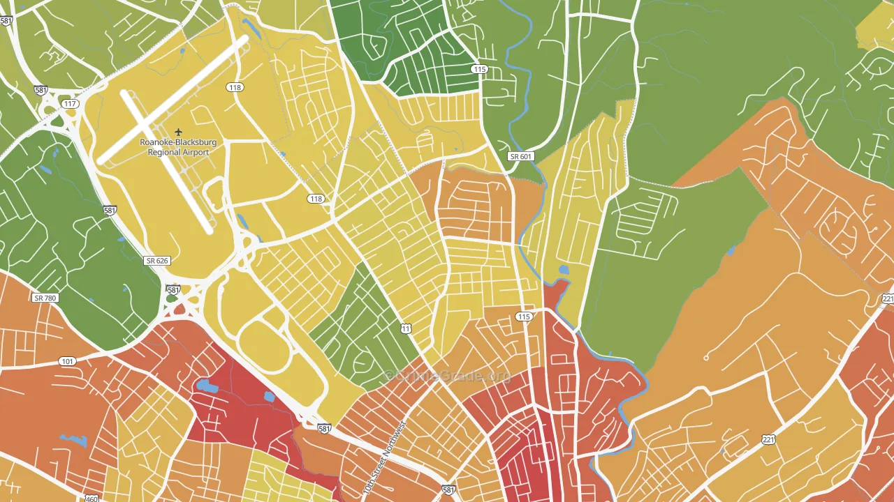 Preston Park, Roanoke, VA Map of Arson Rates