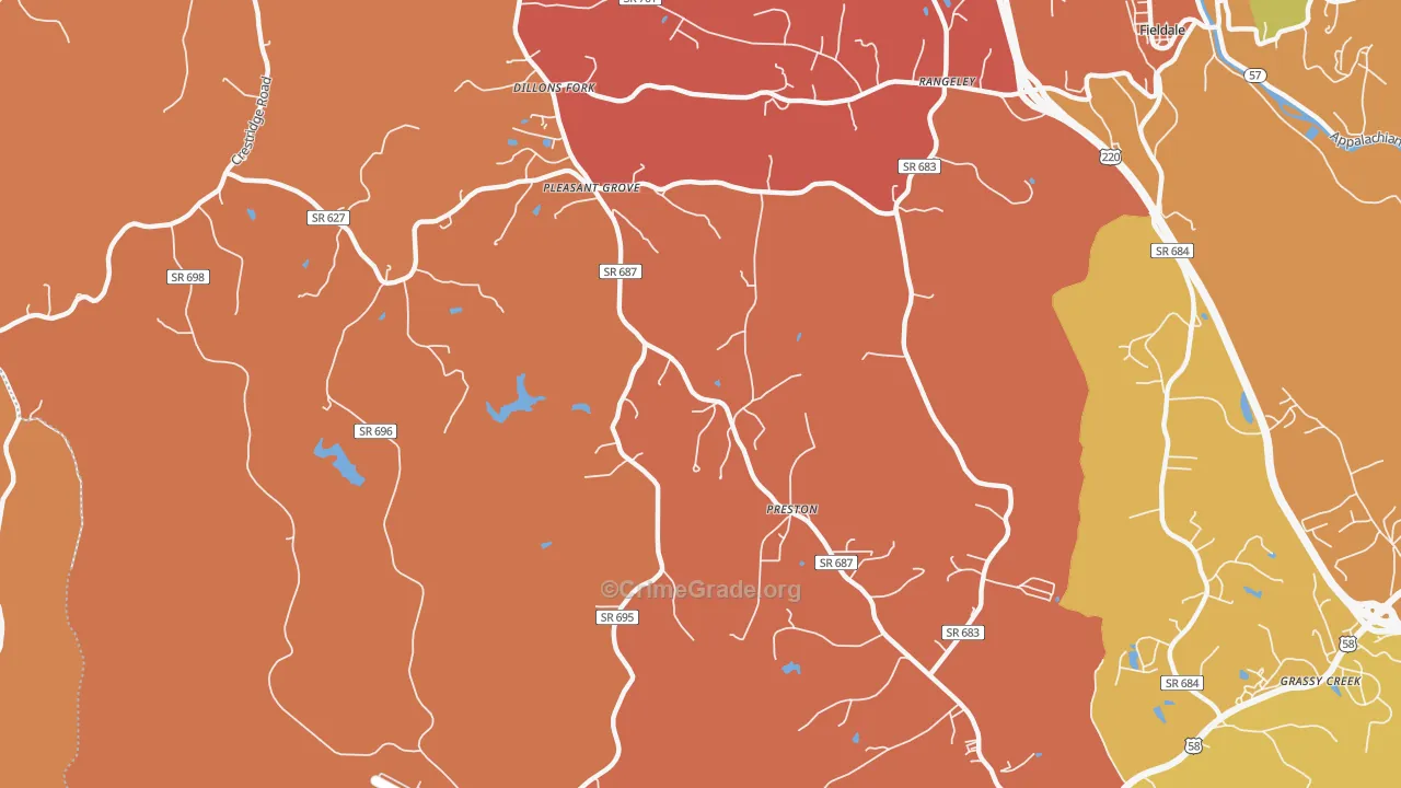 Preston, VA Map of Arson Rates