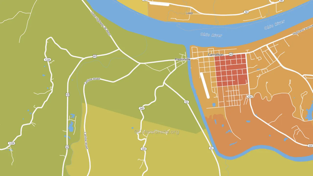 Prestonville, KY Map of Arson Rates