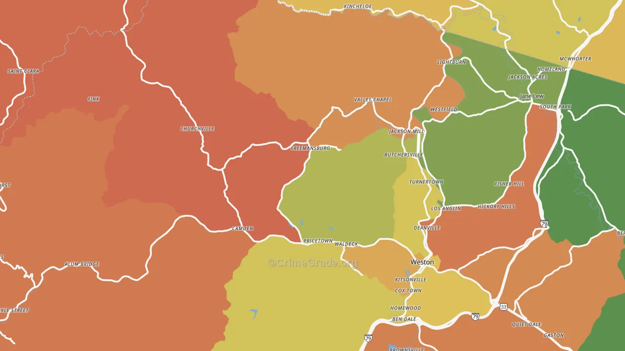 Pricetown, WV Map of Arson Rates