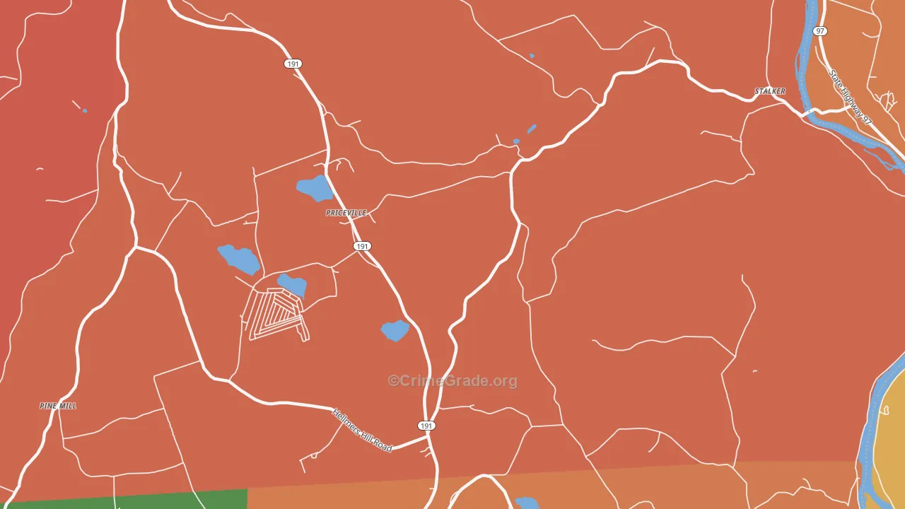 Priceville, PA Map of Arson Rates