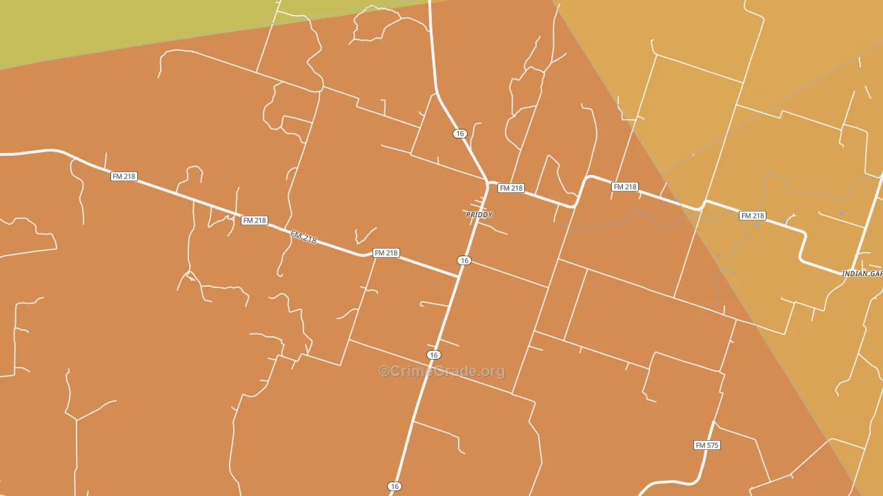 Priddy, TX Map of Arson Rates