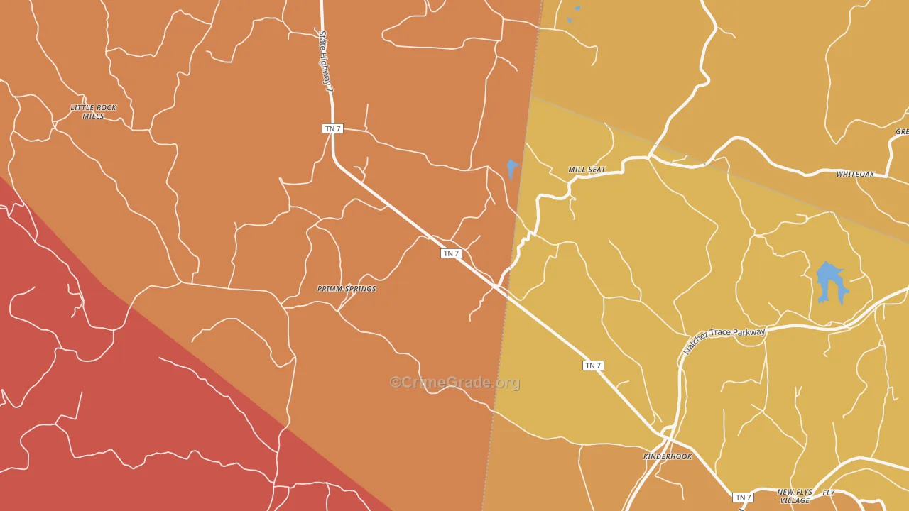 Primm Springs, TN Map of Arson Rates
