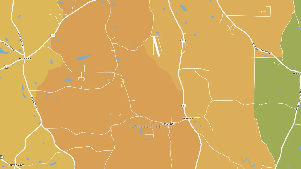 Primrose, GA Map of Arson Rates