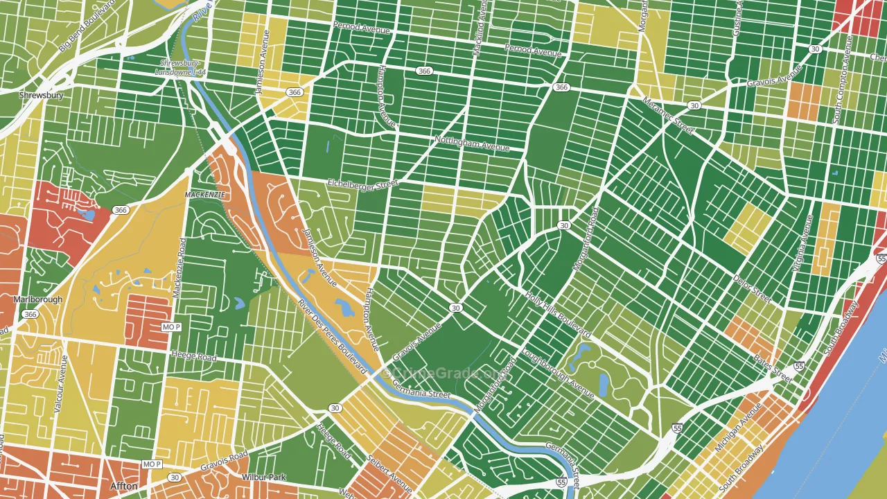 Princeton Heights, St. Louis, MO Map of Arson Rates