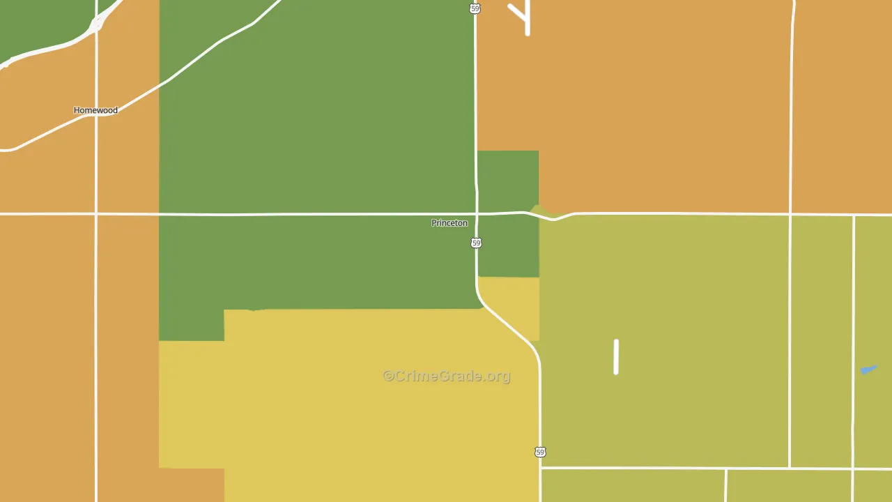 Princeton, KS Map of Arson Rates