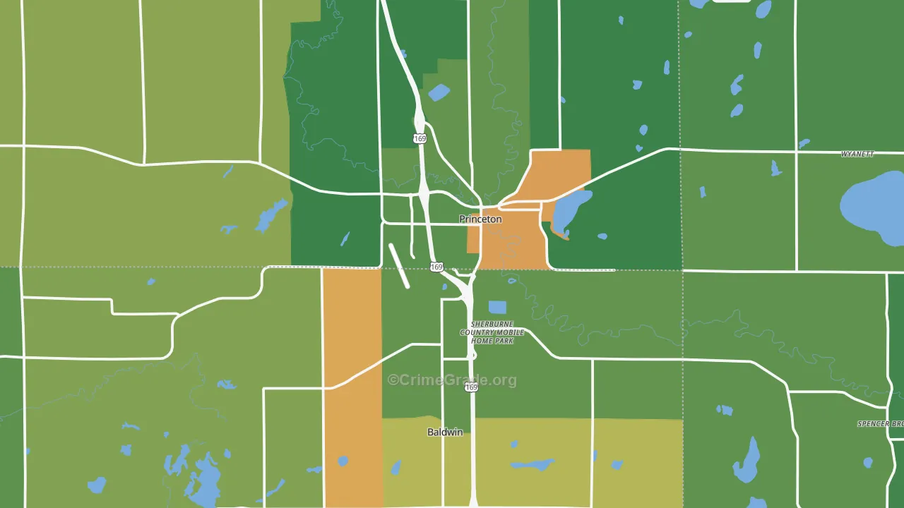 Princeton, MN Map of Arson Rates