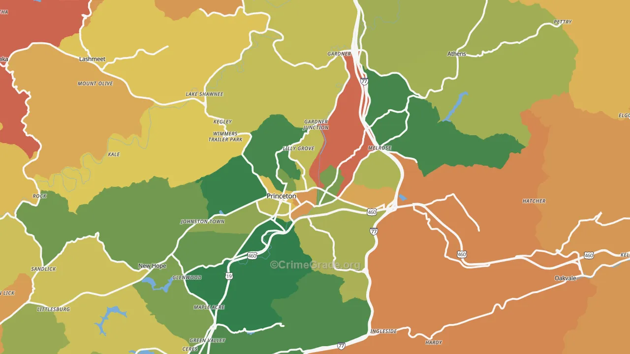 Princeton, WV Map of Arson Rates