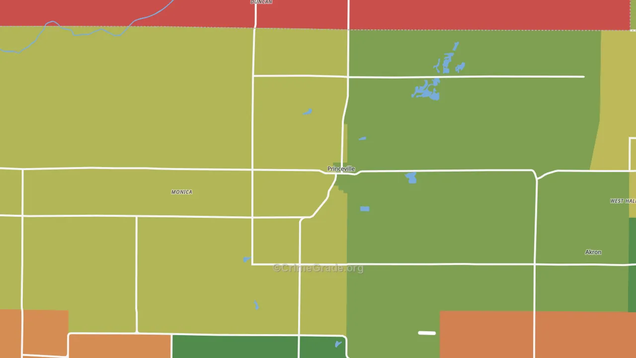Princeville, IL Map of Arson Rates