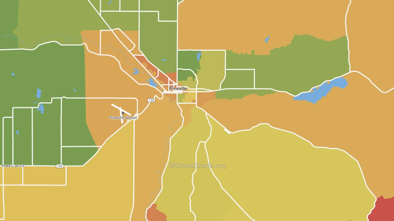 Prineville, OR Map of Arson Rates