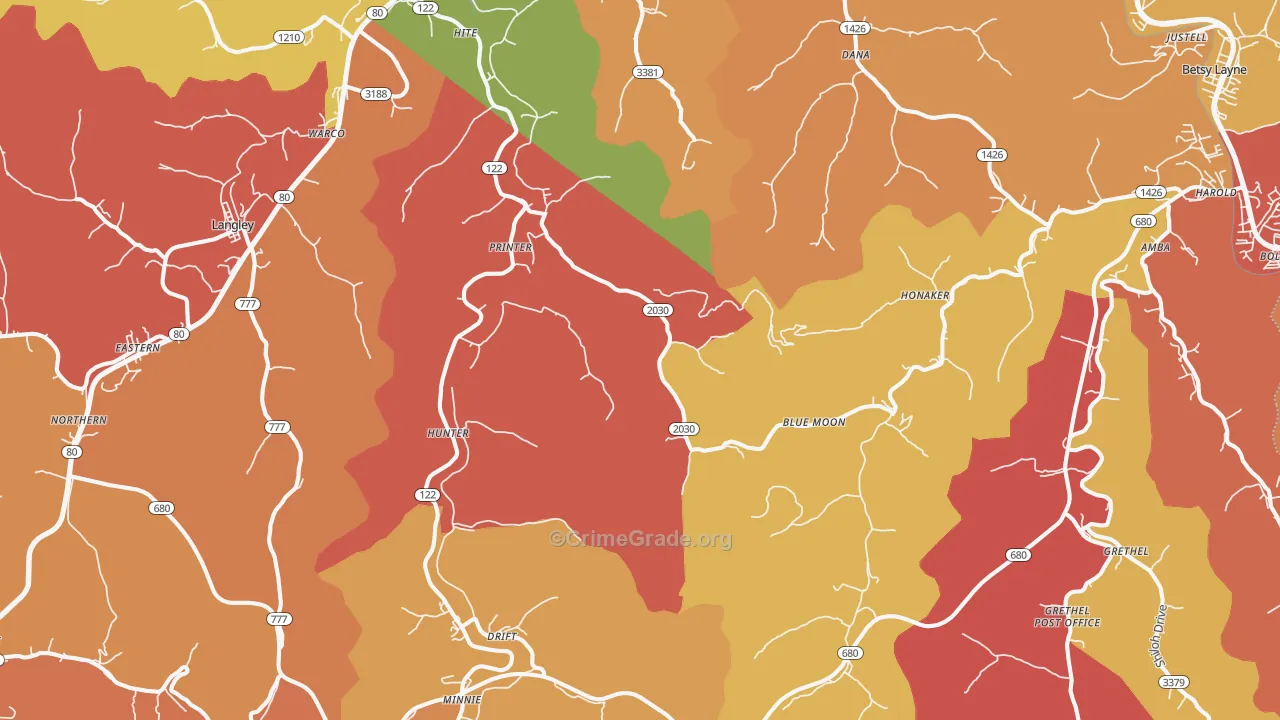 Printer, KY Map of Arson Rates