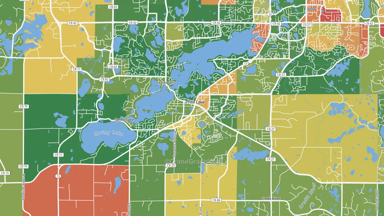 Prior Lake, MN Map of Arson Rates