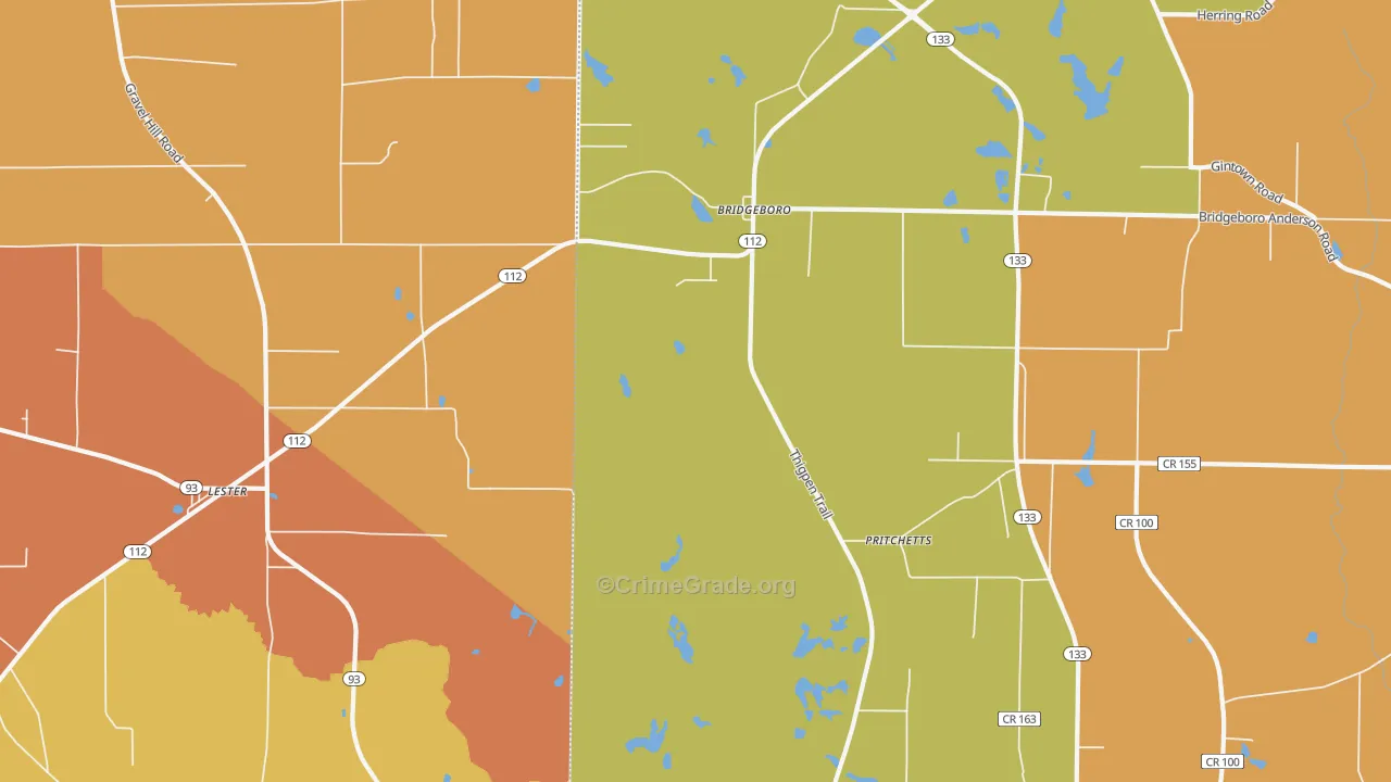 Pritchetts, GA Map of Arson Rates