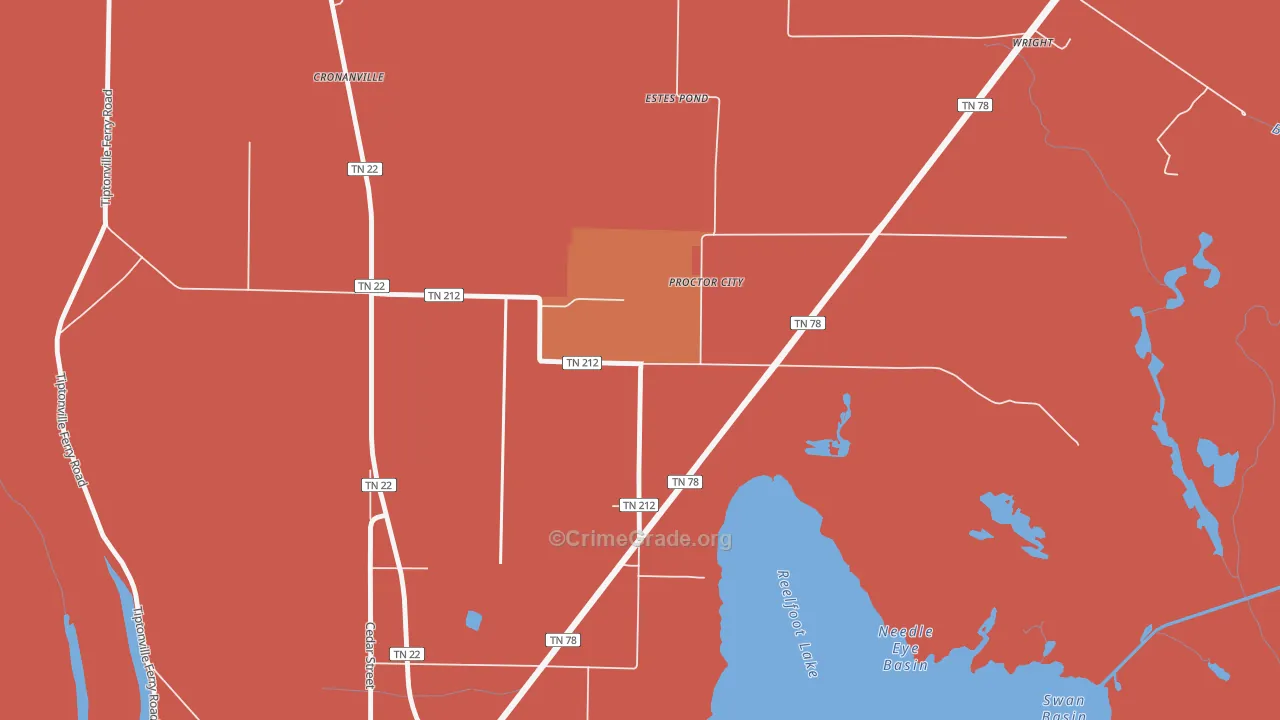 Proctor City, TN Map of Arson Rates