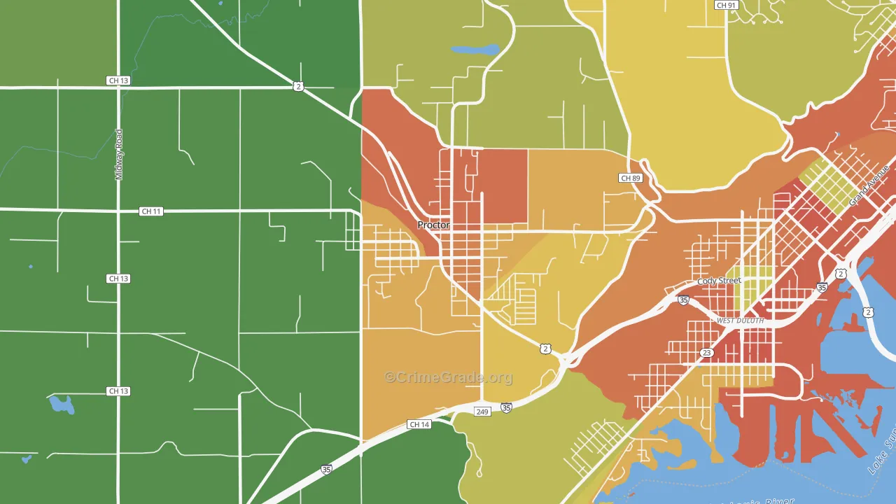 Proctor, MN Map of Arson Rates