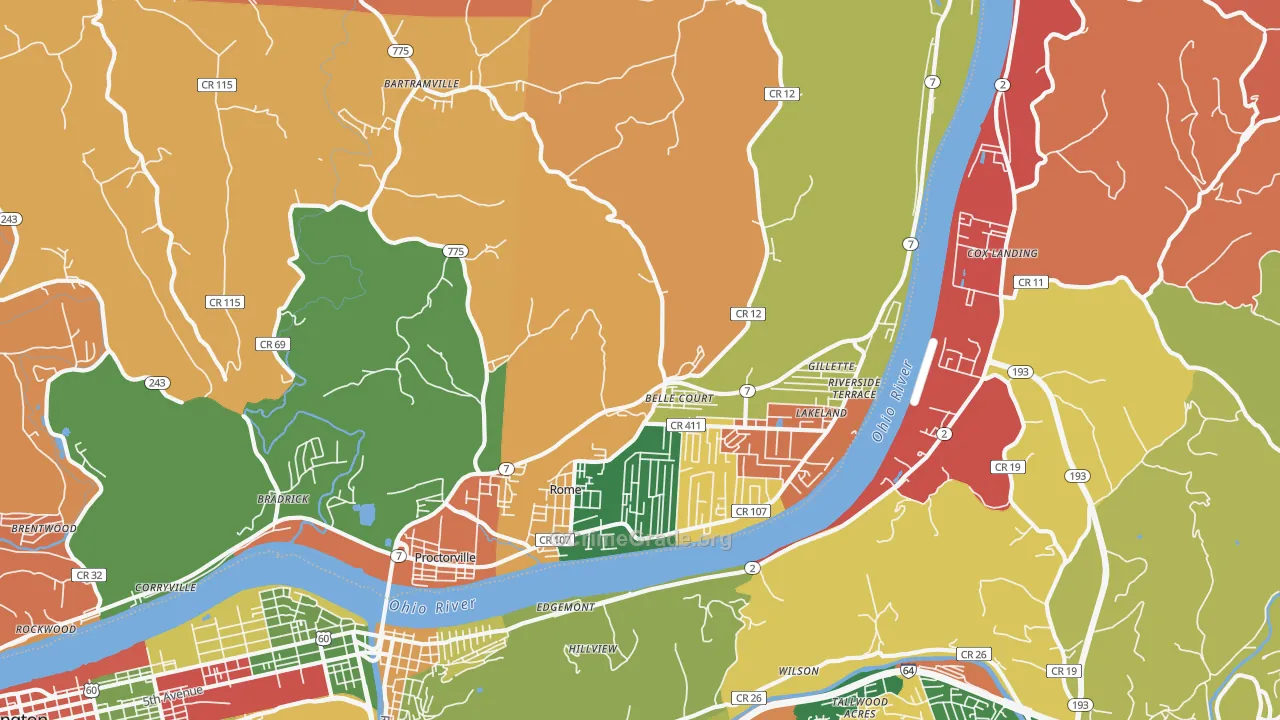 Proctorville, OH Map of Arson Rates