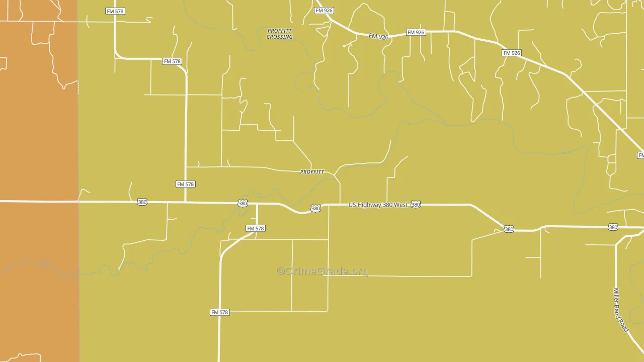 Proffit, TX Map of Arson Rates