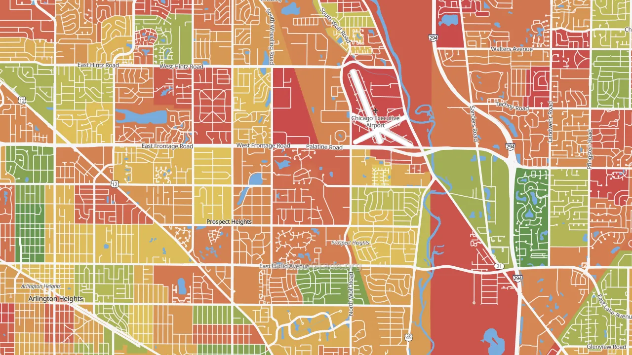 Prospect Heights, IL Map of Arson Rates