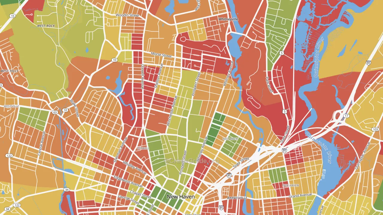 Prospect Hill, New Haven, CT Map of Arson Rates
