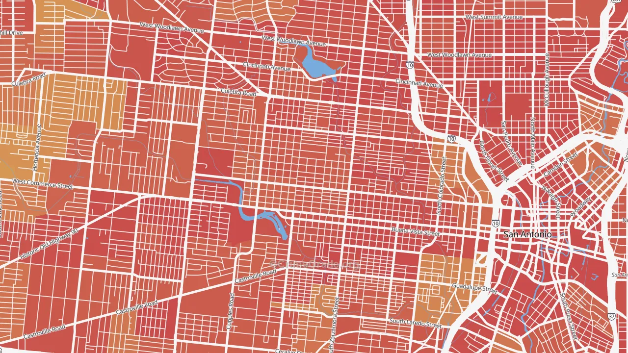 Prospect Hill, San Antonio, TX Map of Arson Rates