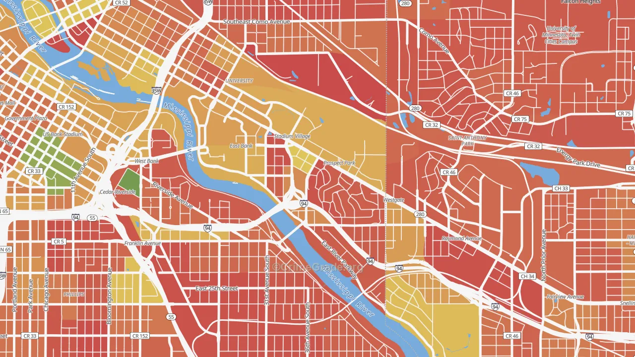 Prospect Park, Minneapolis, MN Map of Arson Rates
