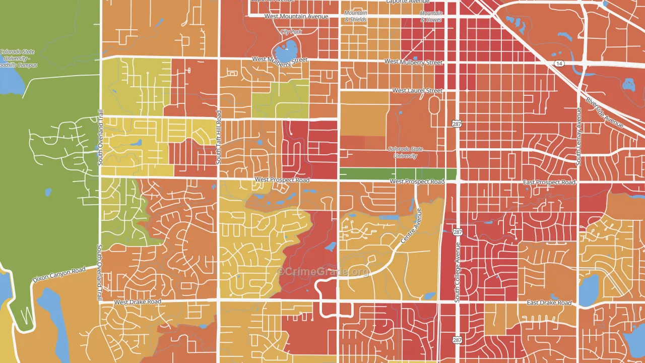 Prospect-Shields, Fort Collins, CO Map of Arson Rates