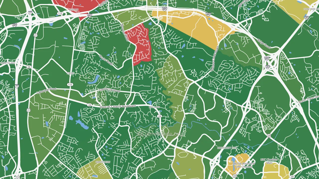 Prosperity Church Road, Charlotte, NC Map of Arson Rates