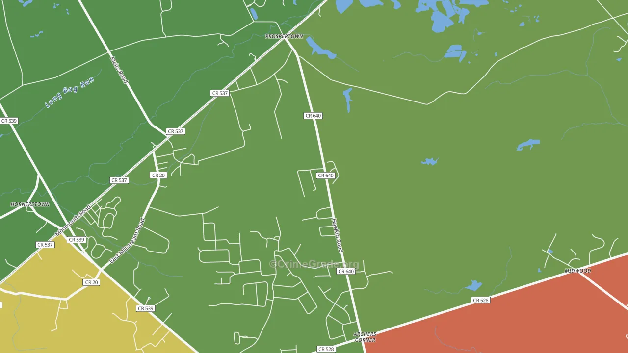 Prospertown, NJ Map of Arson Rates