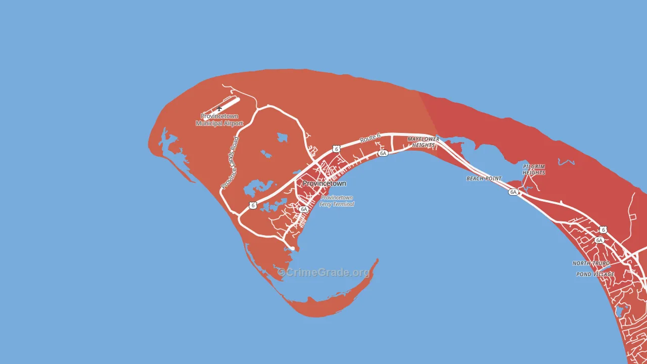 Provincetown, MA Map of Arson Rates