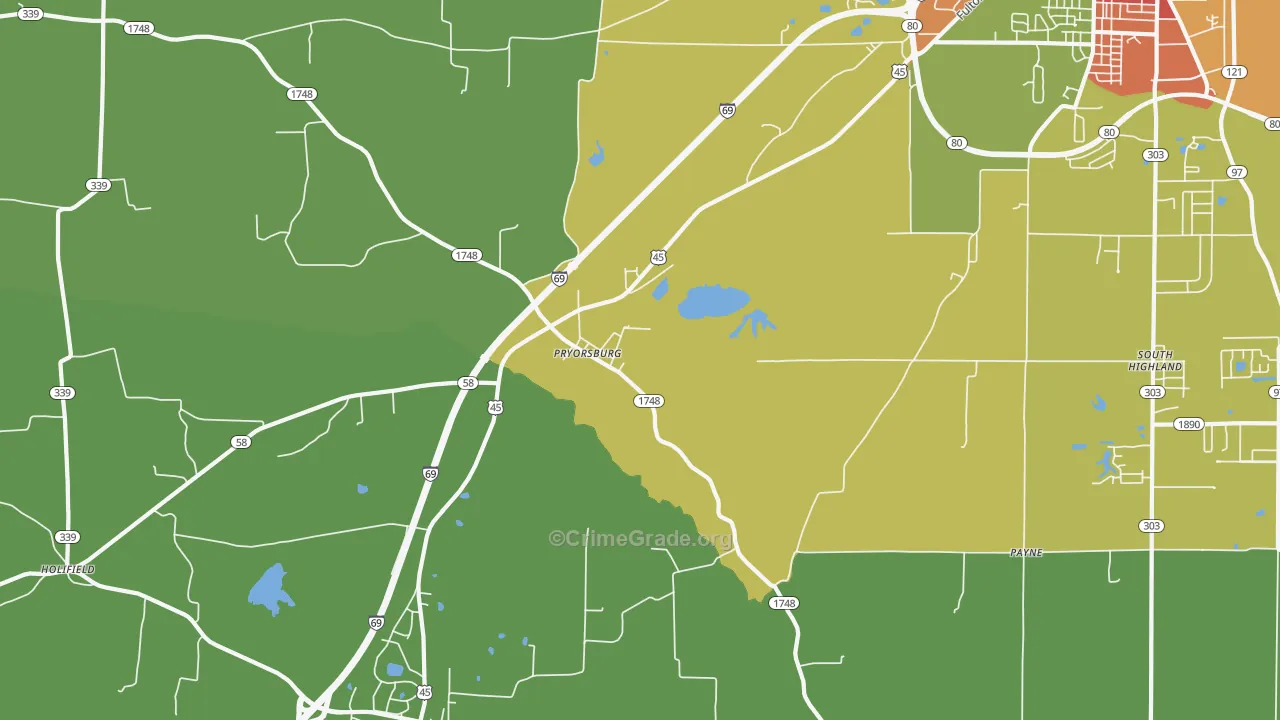 Pryorsburg, KY Map of Arson Rates