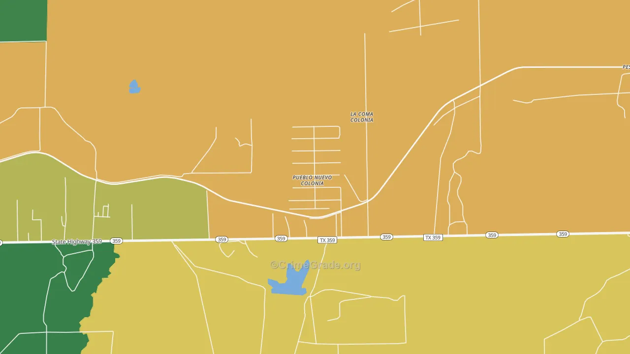 Pueblo Nuevo, TX Map of Arson Rates