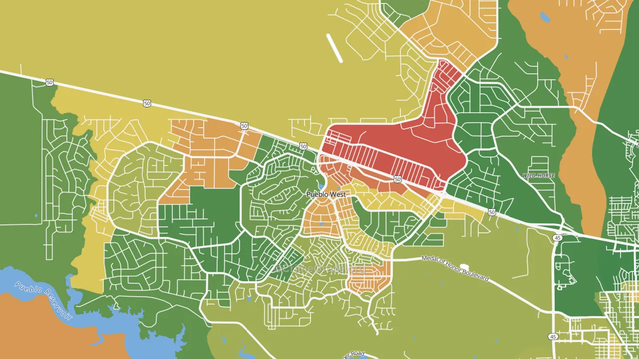Pueblo West, CO Map of Arson Rates