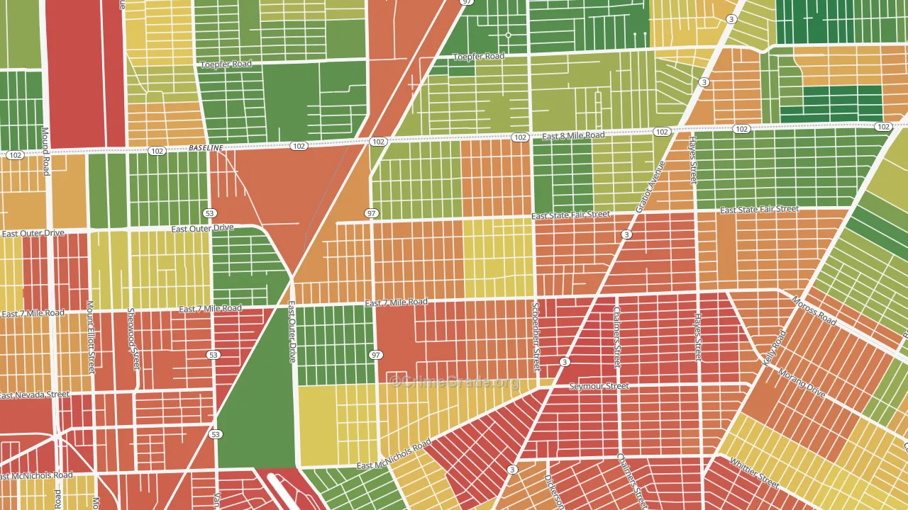 Pulaski, Detroit, MI Map of Arson Rates
