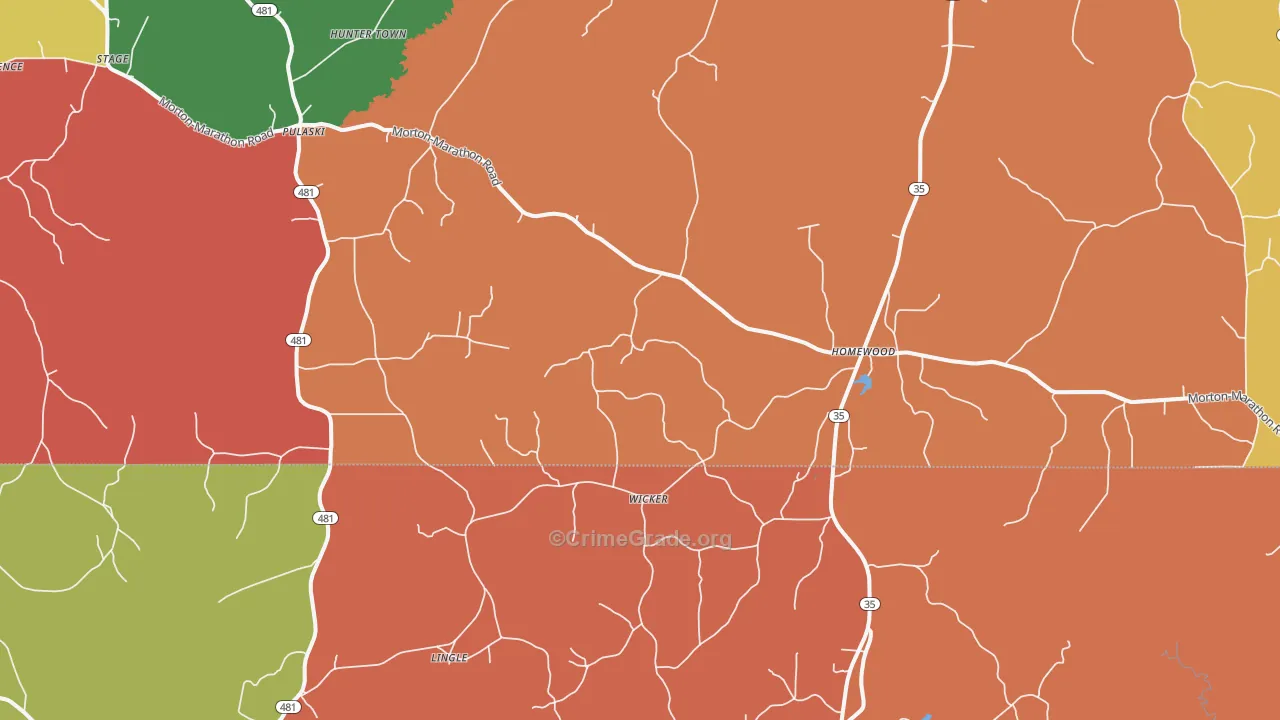 Pulaski, MS Map of Arson Rates