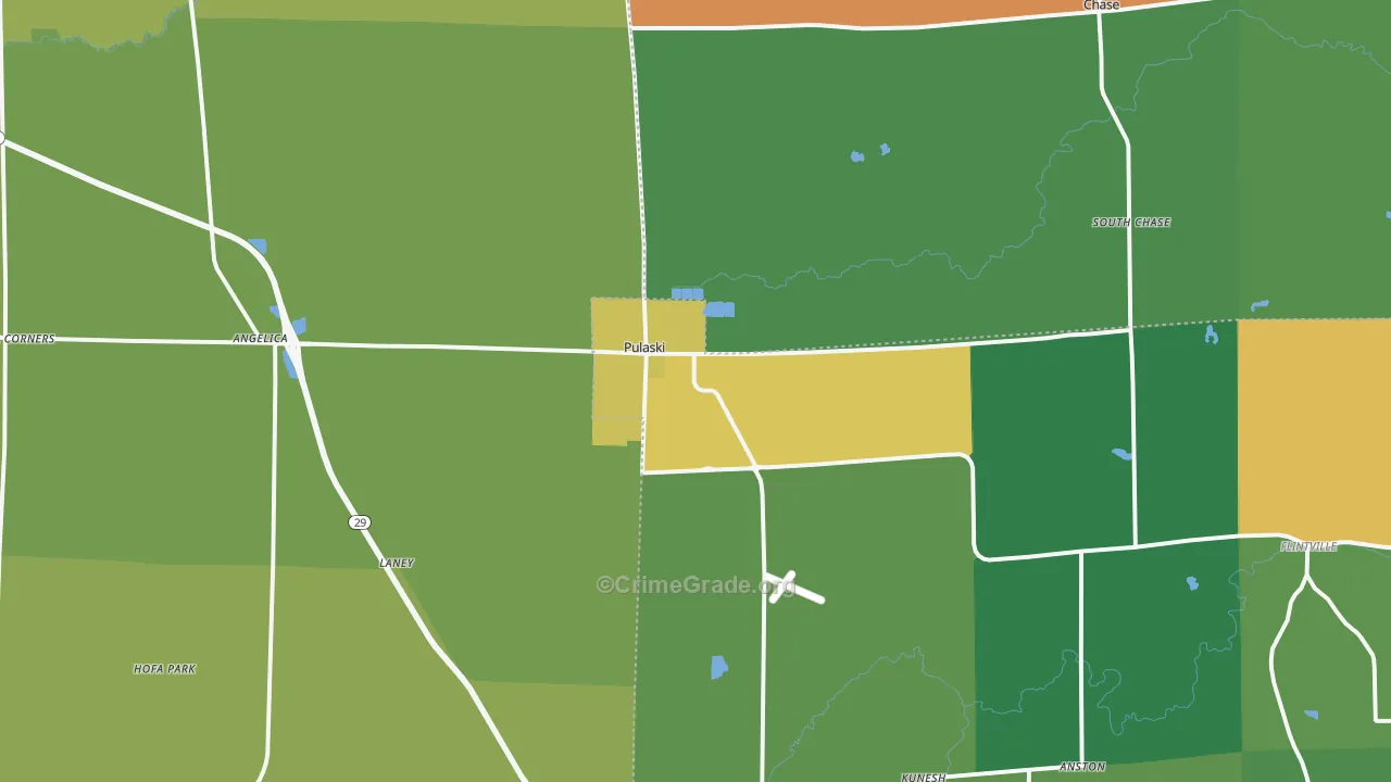 Pulaski, WI Map of Arson Rates