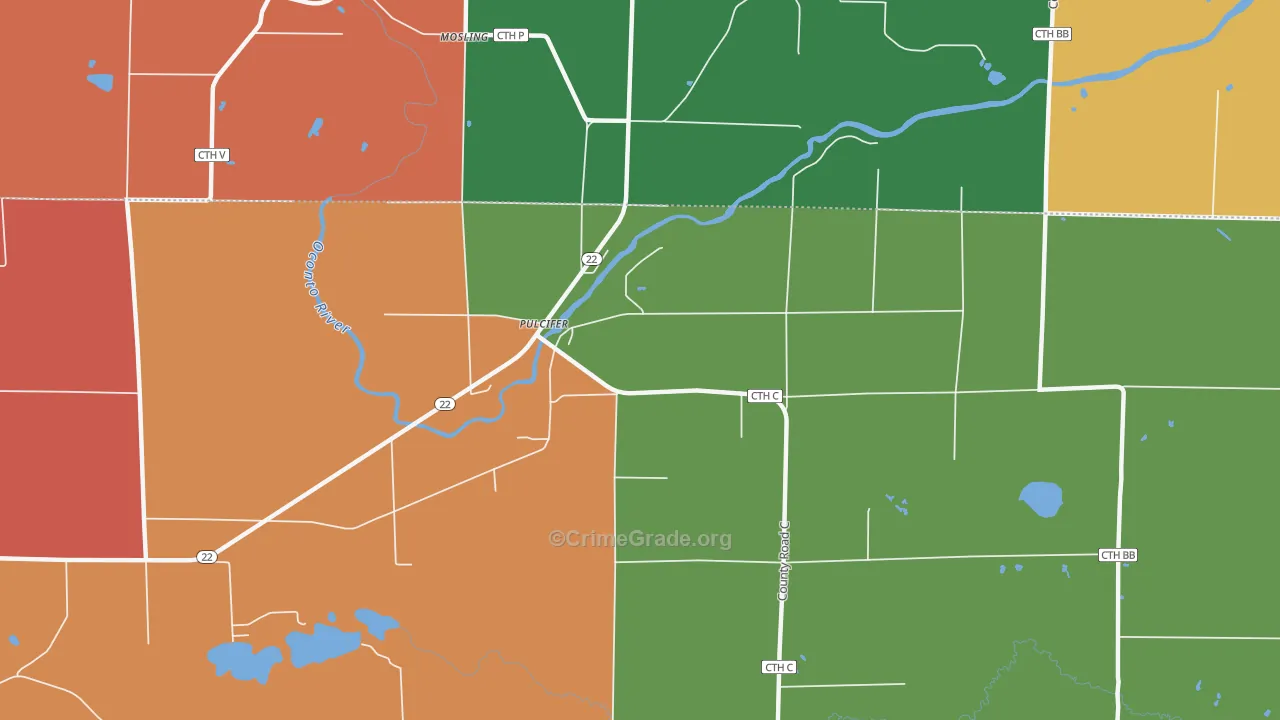 Pulcifer, WI Map of Arson Rates