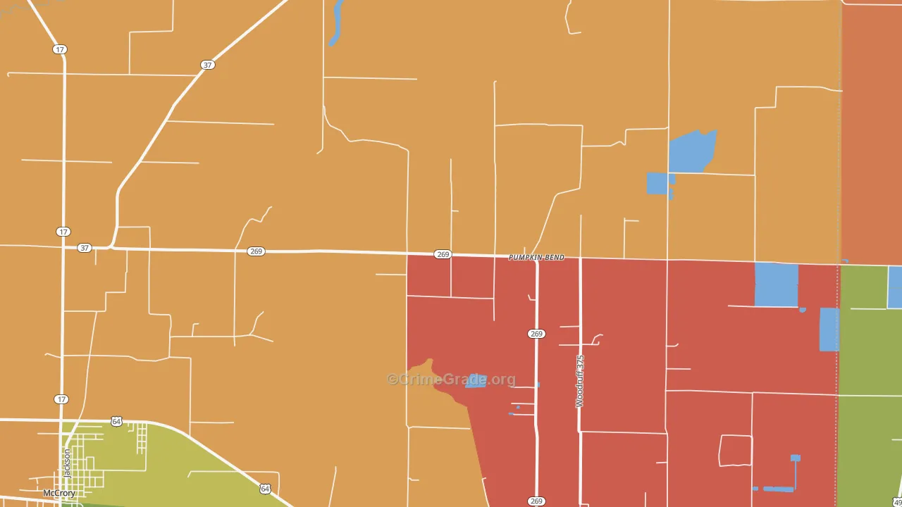 Pumpkin Bend, AR Map of Arson Rates